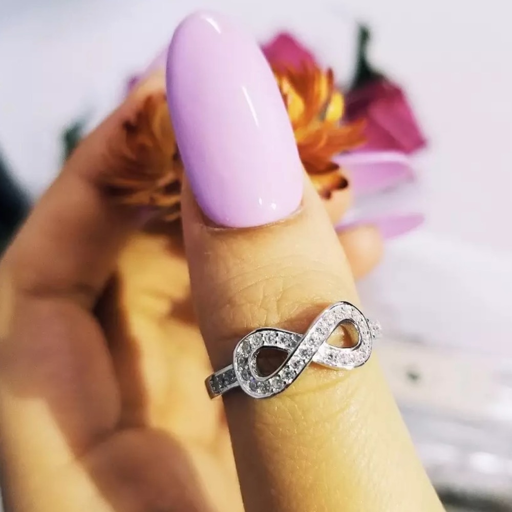 INFINITY 925 STERLING SILVER DIAMOND RING - Picture 2 of 5